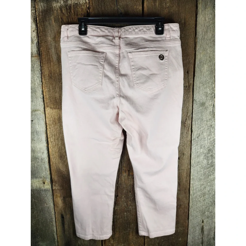 Michael Kors Womens Pink Cropped Skinny Jeans Size 10 Pastel Stretch Denim Pants